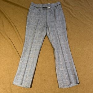 Vintage 60s Belted Wool Trousers 32 Prince of Wales Check High Rise Mod Pants